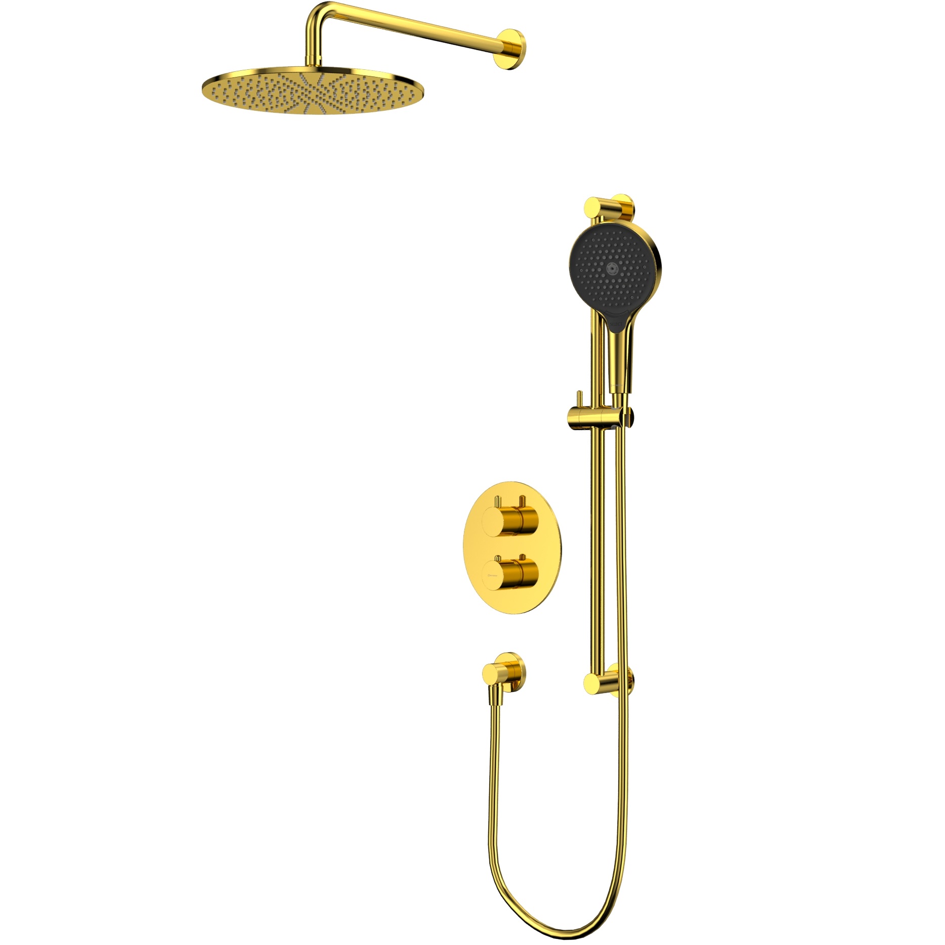 Душевой комплект скрытого монтажа 30x30см., Whitecross серия Y YSET09TOPGL (золотой PVD), с термостатом, без излива