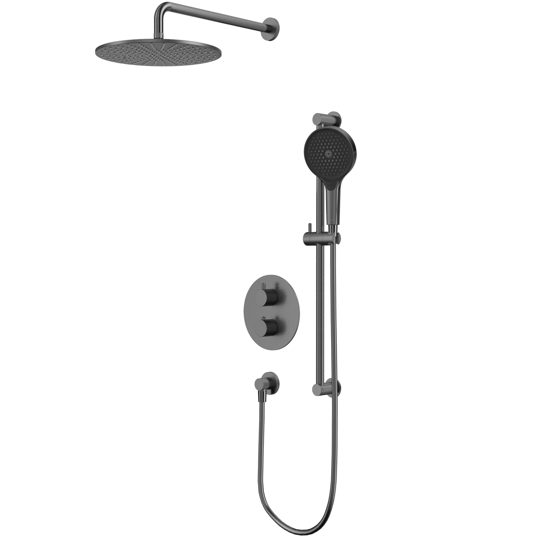 Душевой комплект скрытого монтажа 30x30см., Whitecross серия Y YSET09TOPGM (оружейный металл PVD), с термостатом, без излива