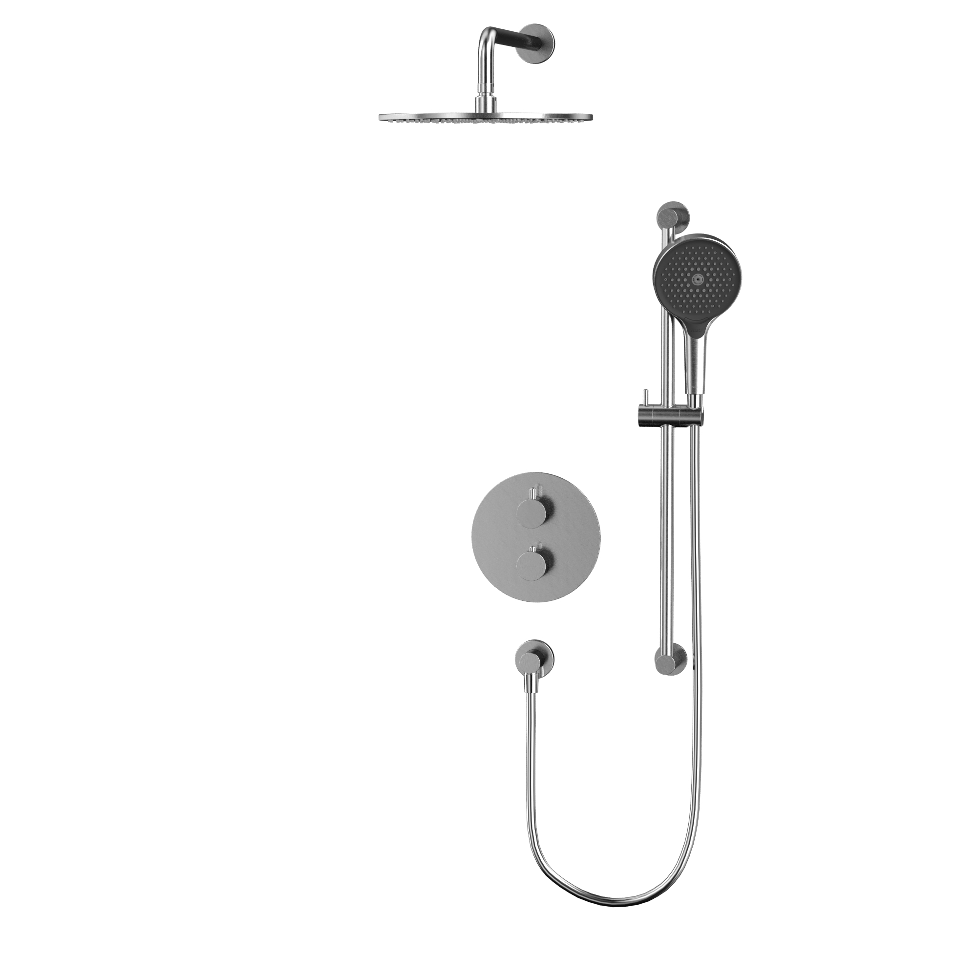 Душевой комплект скрытого монтажа 30x30см., Whitecross серия Y YSET09TOPNIB (никель брашированный PVD), с термостатом, без излива