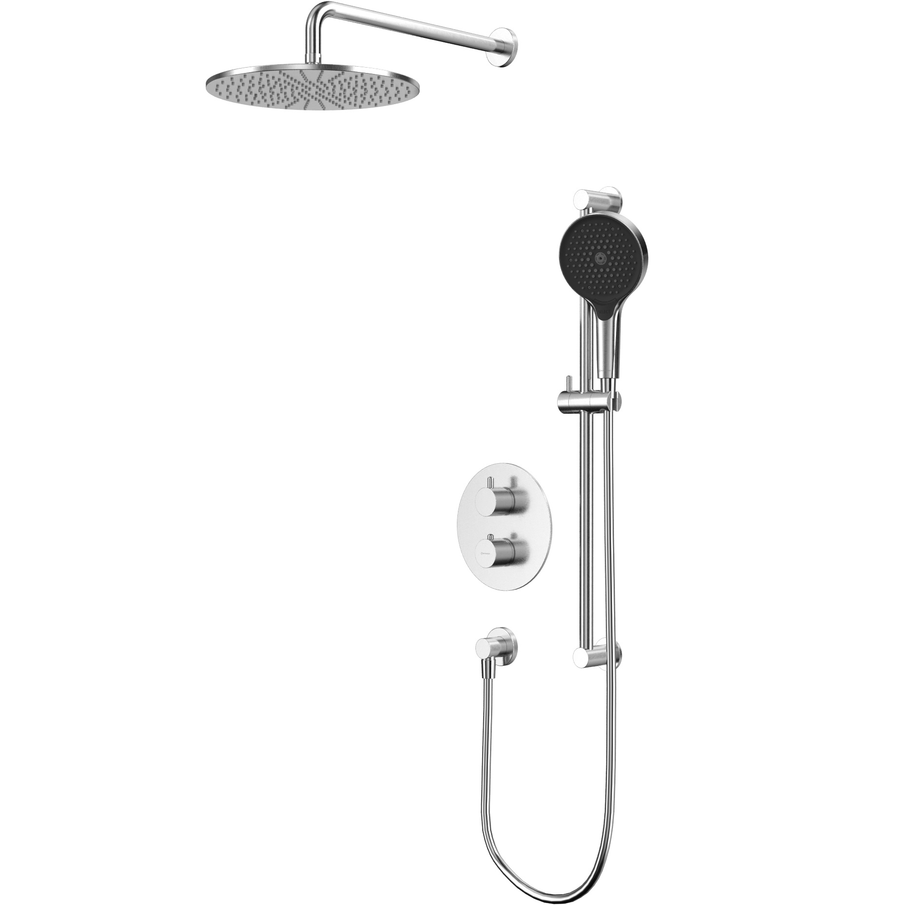 Душевой комплект скрытого монтажа 30x30см., Whitecross серия Y YSET09TOPNIB (никель брашированный PVD), с термостатом, без излива