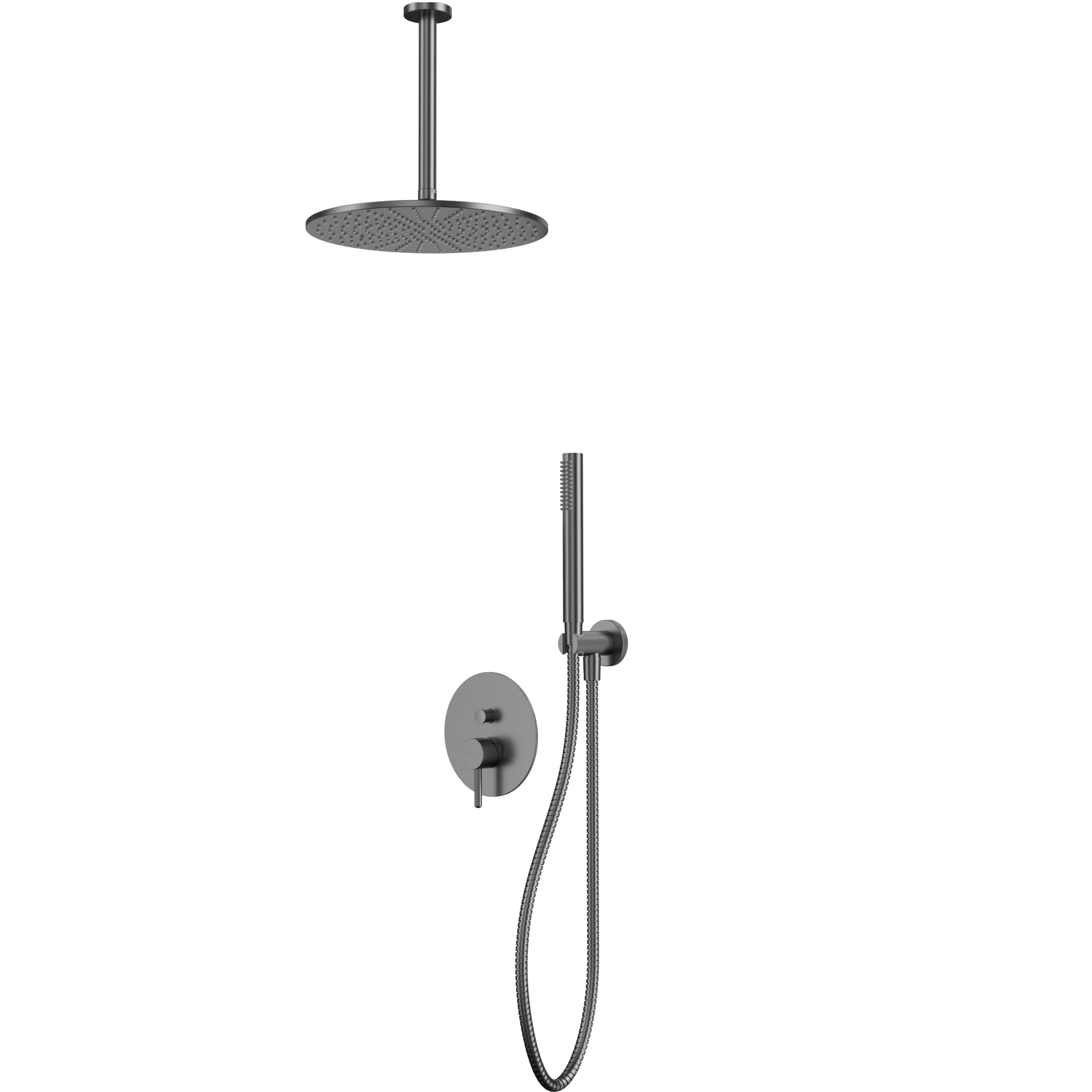 Душевой комплект скрытого монтажа 30x30см., Whitecross Серия Y YSET12GM (оружейный металл PVD), без излива, скрытая часть в комплекте