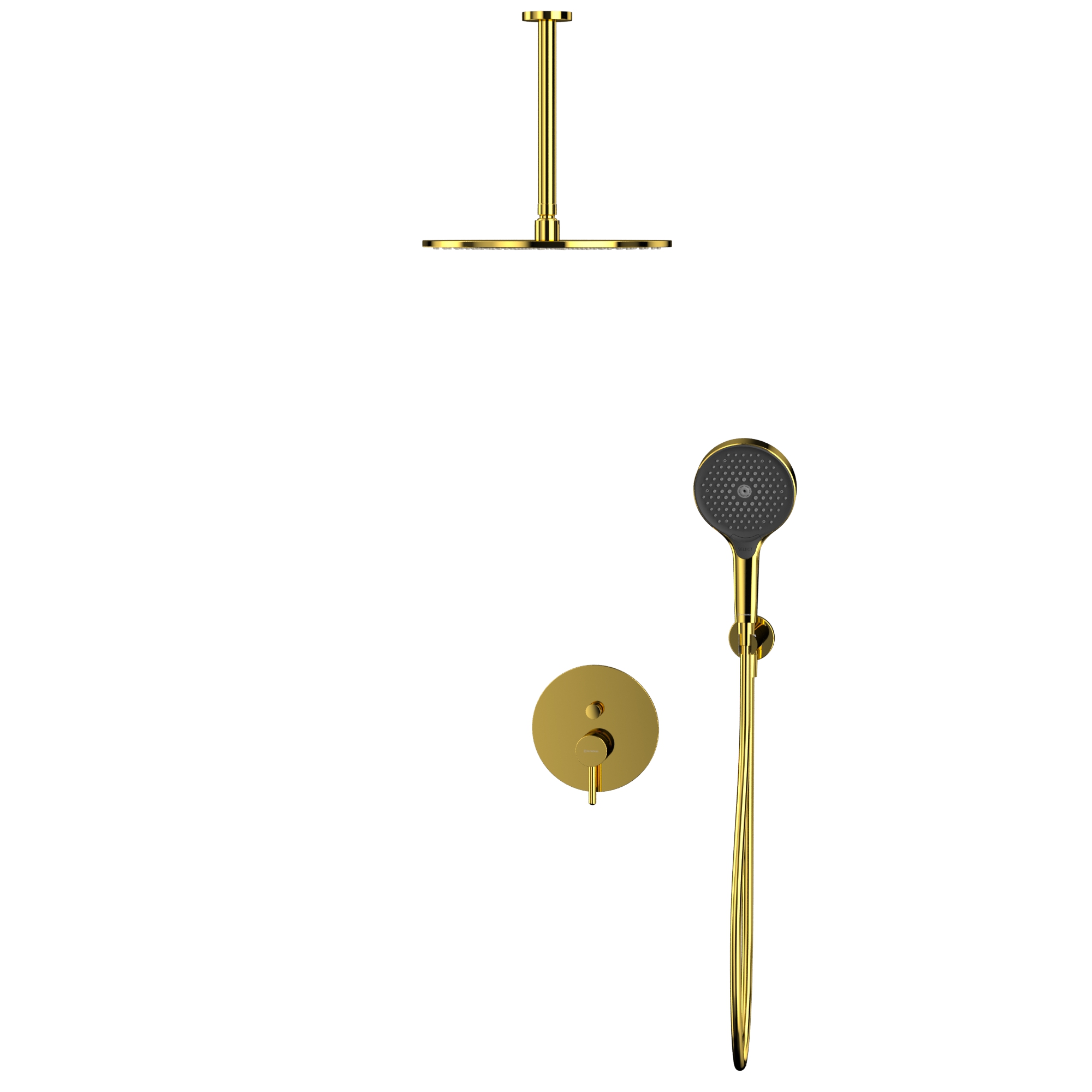 Душевой комплект скрытого монтажа 30x30см., Whitecross Серия Y YSET12TOPGL (золотой PVD), без излива, скрытая часть в комплекте