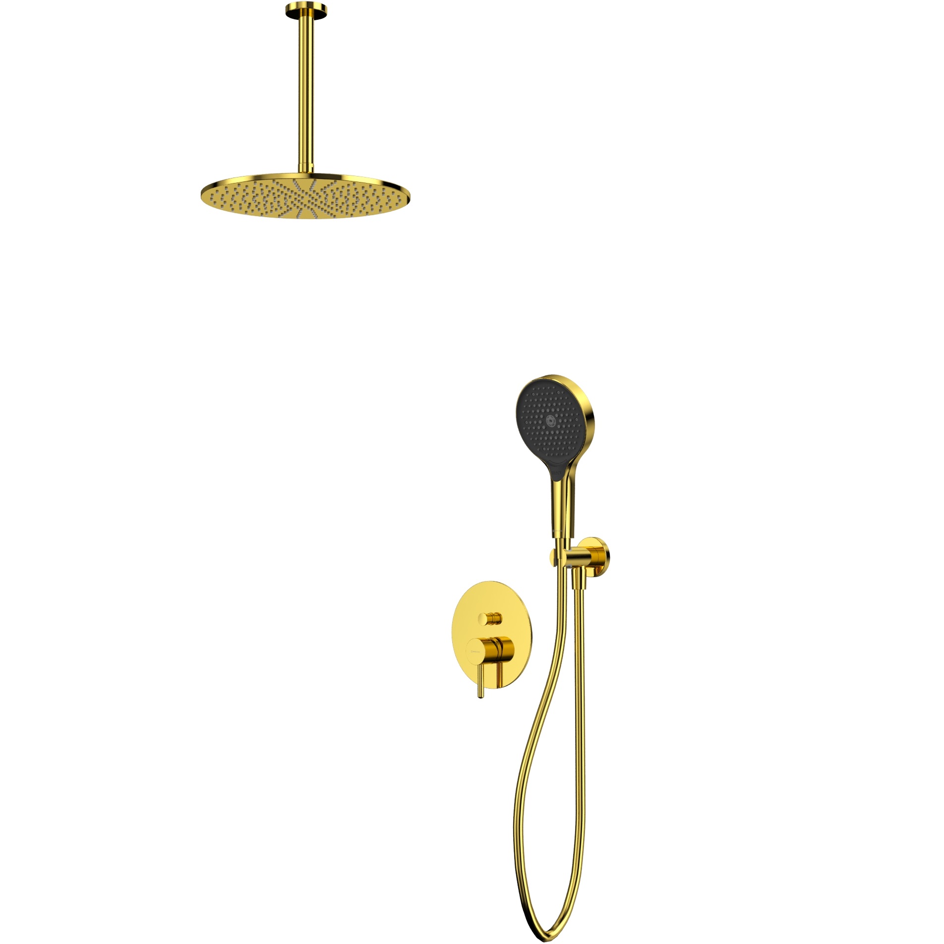 Душевой комплект скрытого монтажа 30x30см., Whitecross Серия Y YSET12TOPGL (золотой PVD), без излива, скрытая часть в комплекте