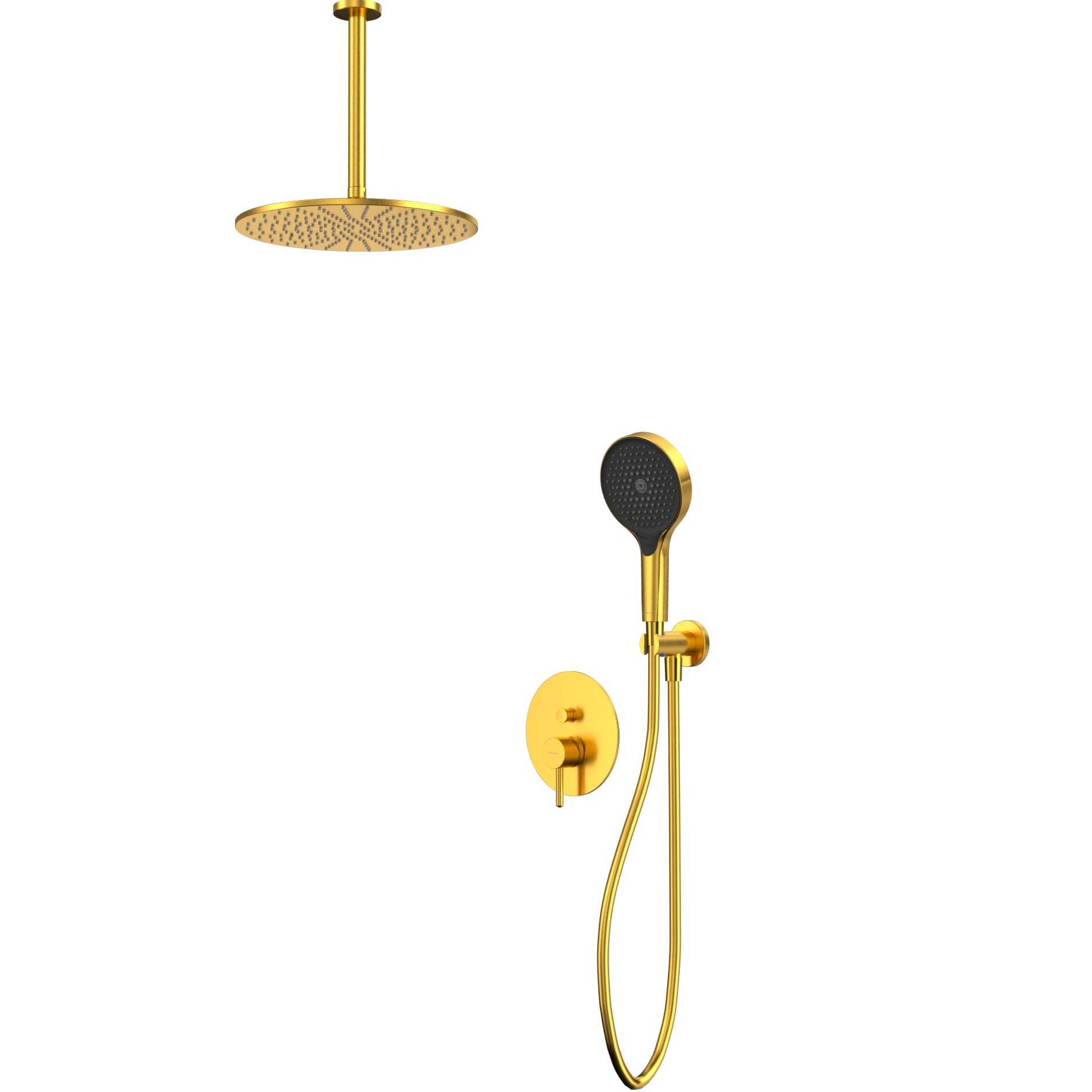 Душевой комплект скрытого монтажа 30x30см., Whitecross Серия Y YSET12TOPGLB (золото брашированное PVD), без излива, скрытая часть в комплекте