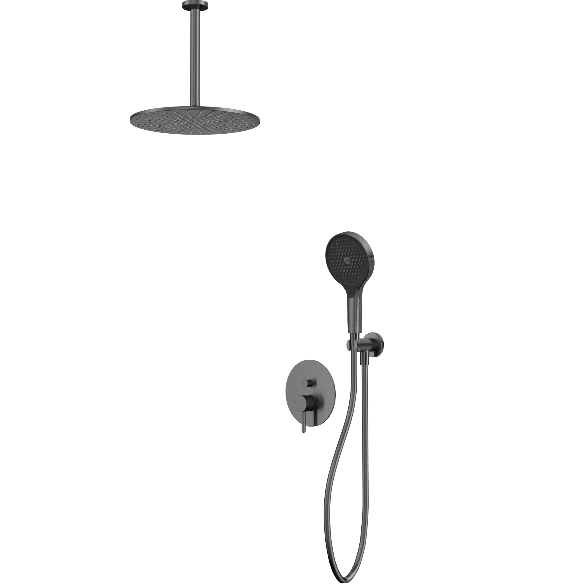 Душевой комплект скрытого монтажа 30x30см., Whitecross Серия Y YSET12TOPGM (оружейный металл PVD), без излива, скрытая часть в комплекте