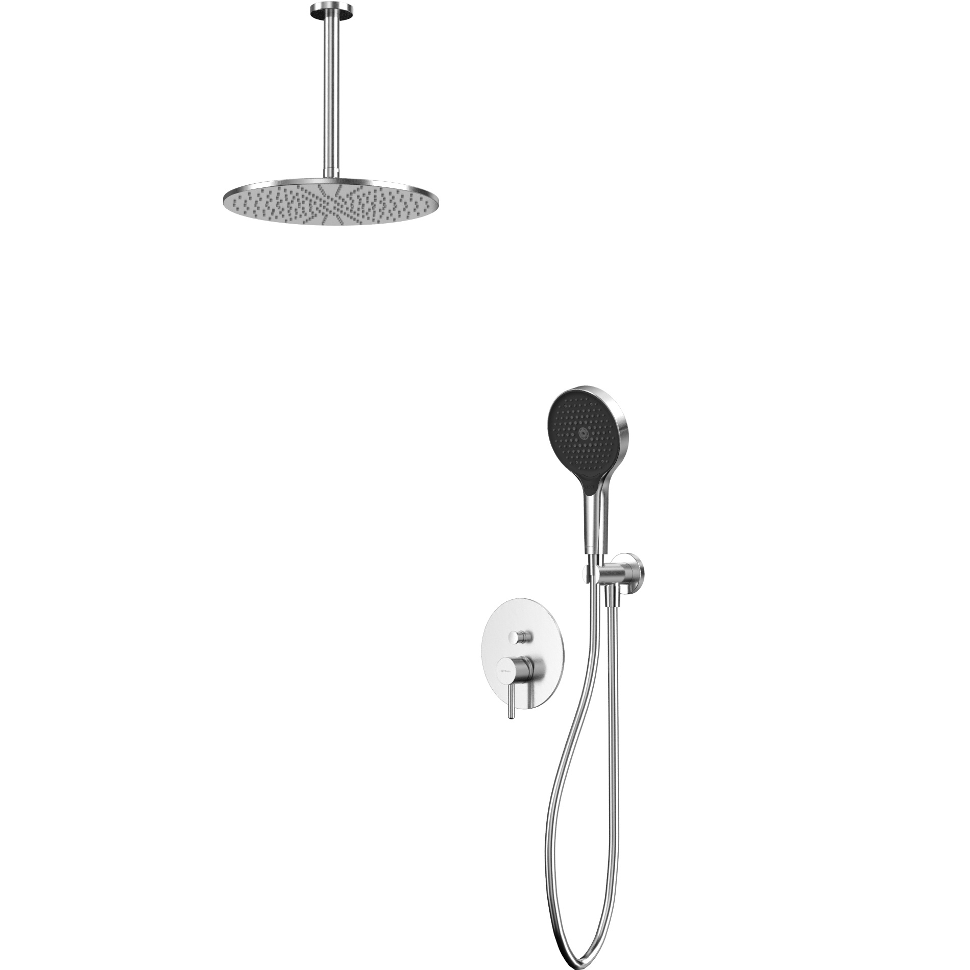 Душевой комплект скрытого монтажа 30x30см., Whitecross Серия Y YSET12TOPNIB (никель брашированный PVD), без излива, скрытая часть в комплекте