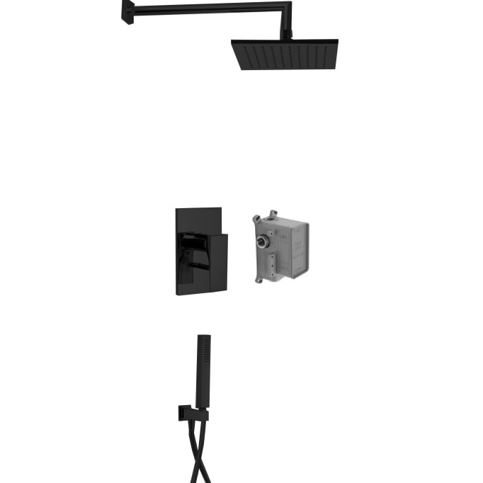 Душевой комплект встраиваемый 25x25см Fima Carlo Frattini Wellness F3979NS (черный матовый), 2 источника