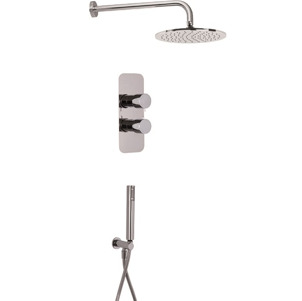 Душевой комплект встраиваемый 25x25см Fima Carlo Frattini Wellness F4409CR (хром), с термостатом, 2/3 источника