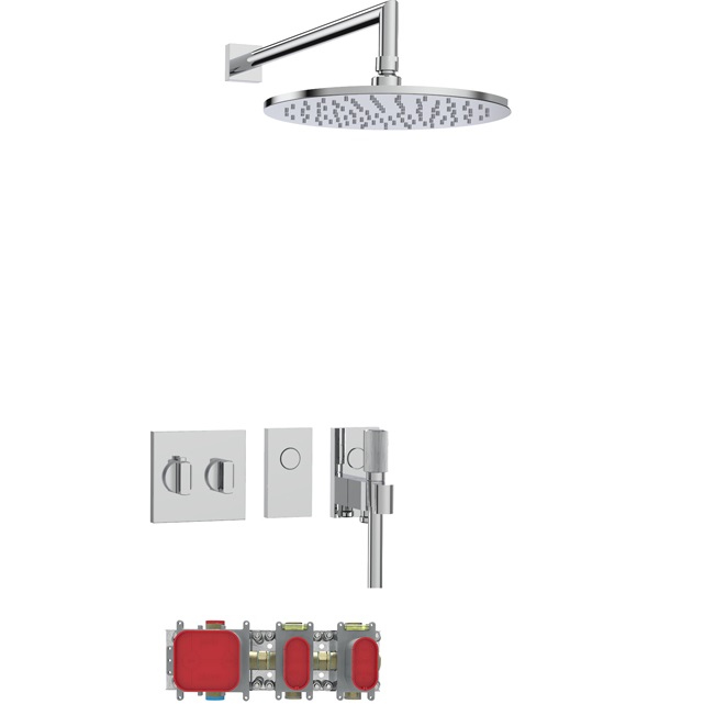 Душевой комплект встраиваемый 25x25см Fima Carlo Frattini Wellness F4428CR (хром), с термостатом
