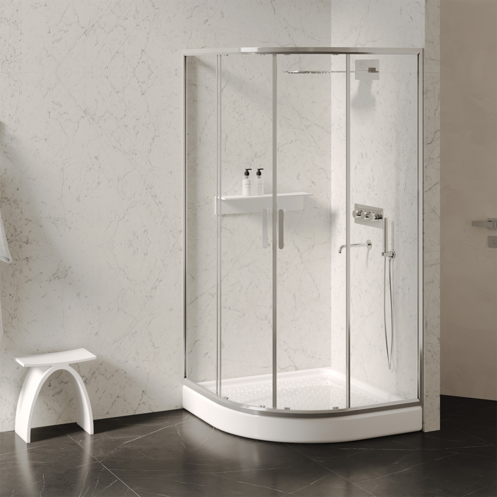 Душевой поддон Abber AD3A080 80х80 (белый), четверть круга, акриловый