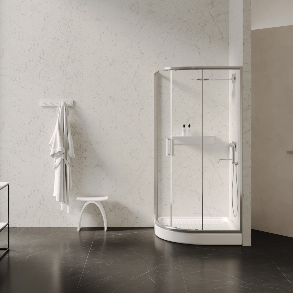 Душевой поддон Abber AD3A100 100х100 (белый), четверть круга, акриловый