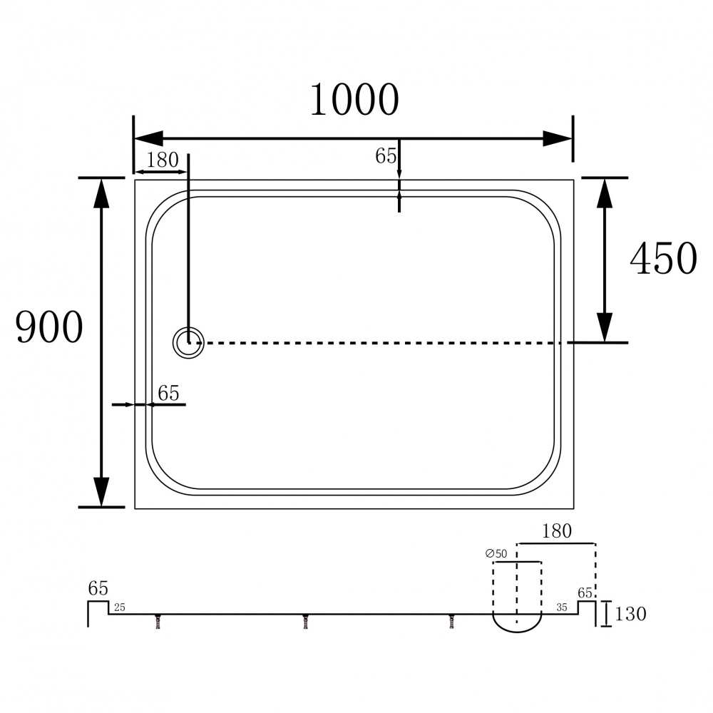 Душевой поддон Abber AD3C109 100х90 (белый), прямоугольный, акриловый