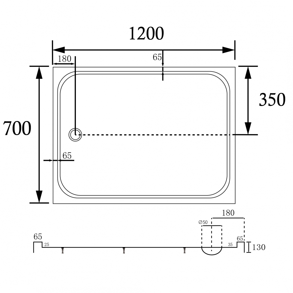 Душевой поддон Abber AD3C127 120х70 (белый), прямоугольный, акриловый