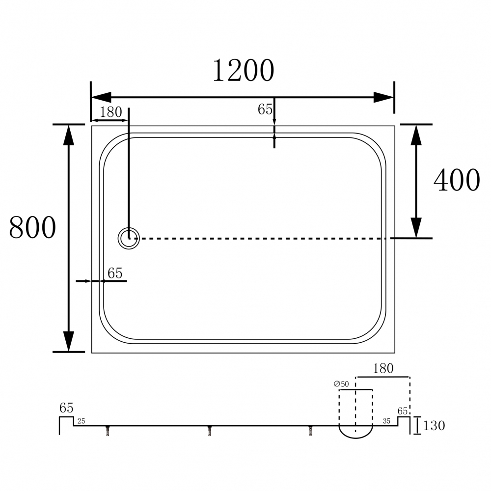 Душевой поддон Abber AD3C128 120х80 (белый), прямоугольный, акриловый