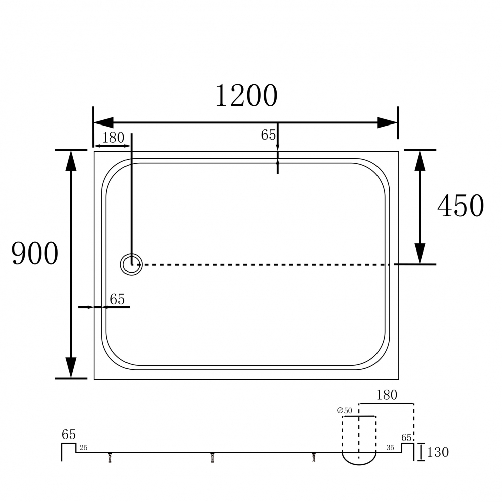 Душевой поддон Abber AD3C129 120х90 (белый), прямоугольный, акриловый
