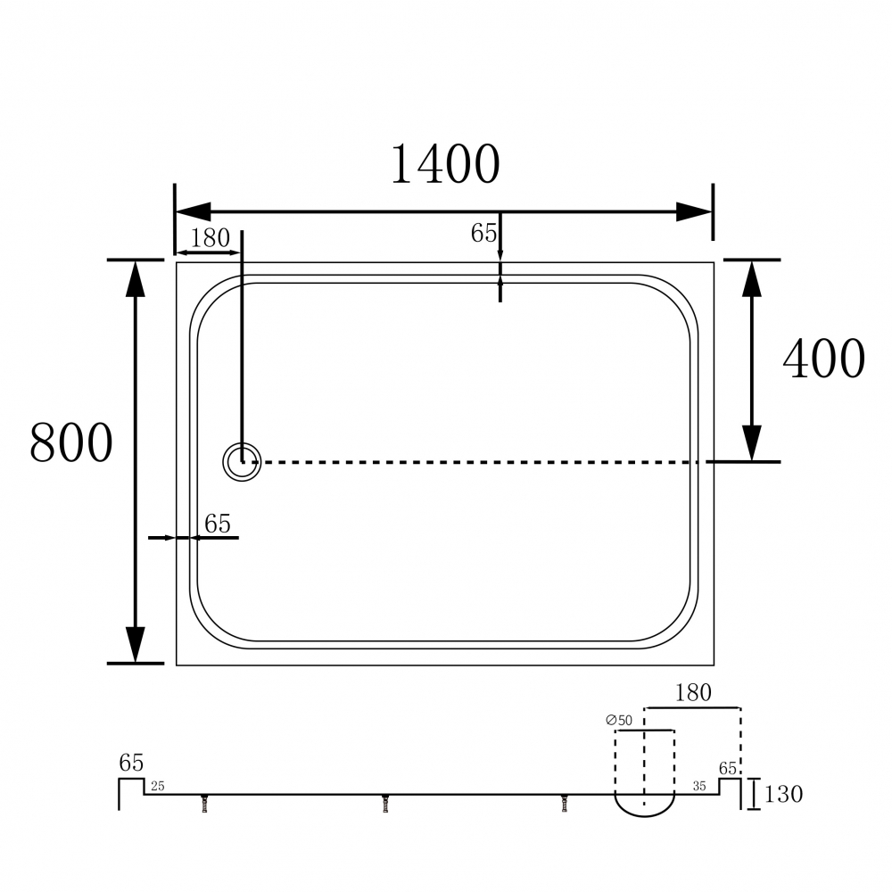 Душевой поддон Abber AD3C148 140х80 (белый), прямоугольный, акриловый
