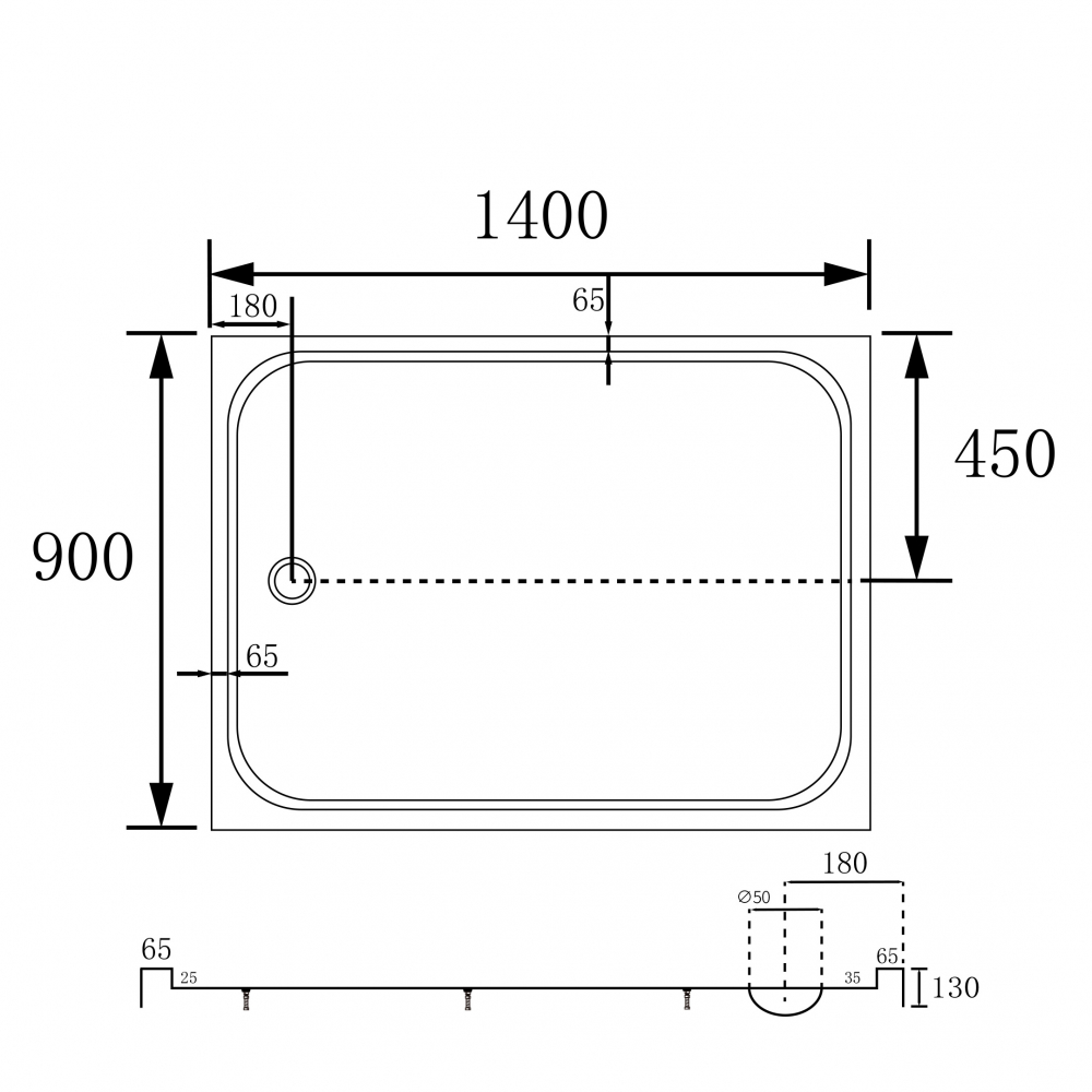 Душевой поддон Abber AD3C149 140х90 (белый), прямоугольный, акриловый