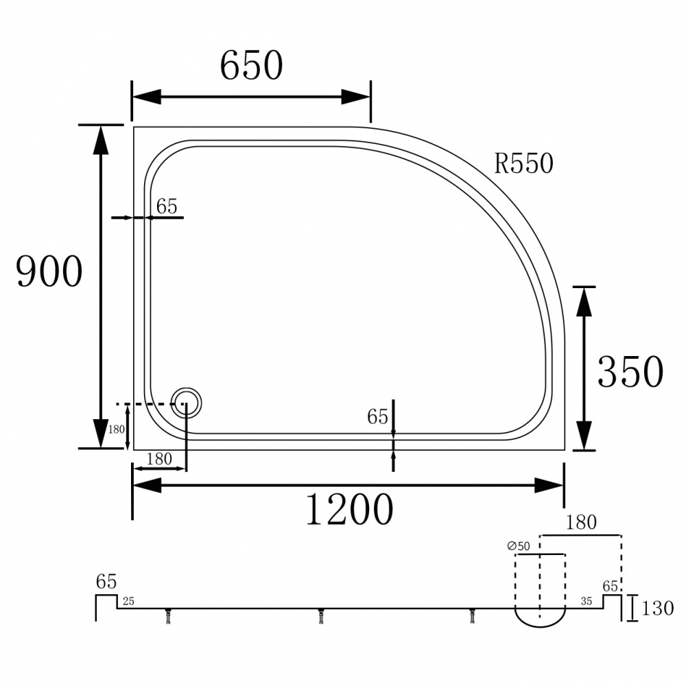 Душевой поддон Abber AD3E129 R 120х90 (белый), ассиметричный, акриловый