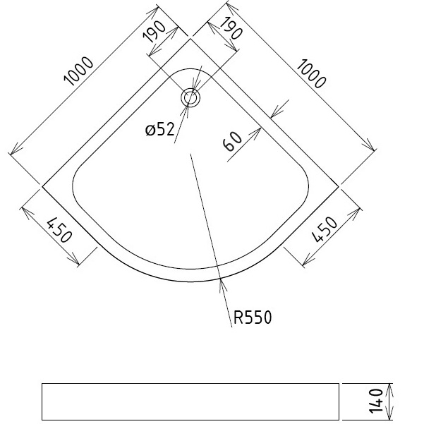Душевой поддон Gemy ST08T 100x100x14 (белый), радиальный