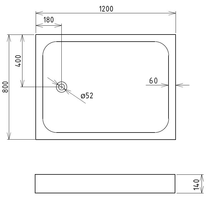 Душевой поддон Gemy ST13T 120x80x14 (белый), прямоугольный