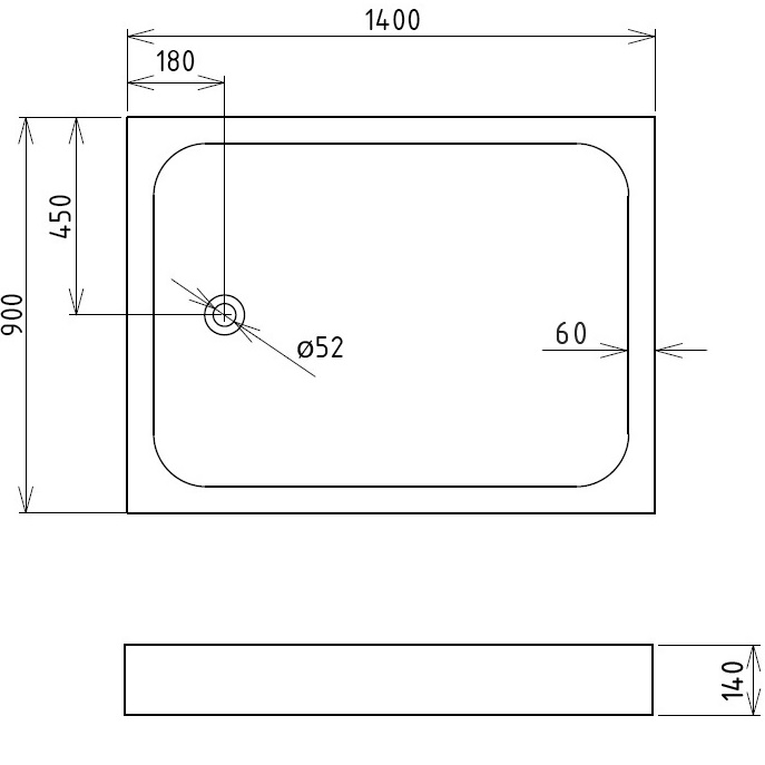Душевой поддон Gemy ST14 140x90x14 (белый), прямоугольный