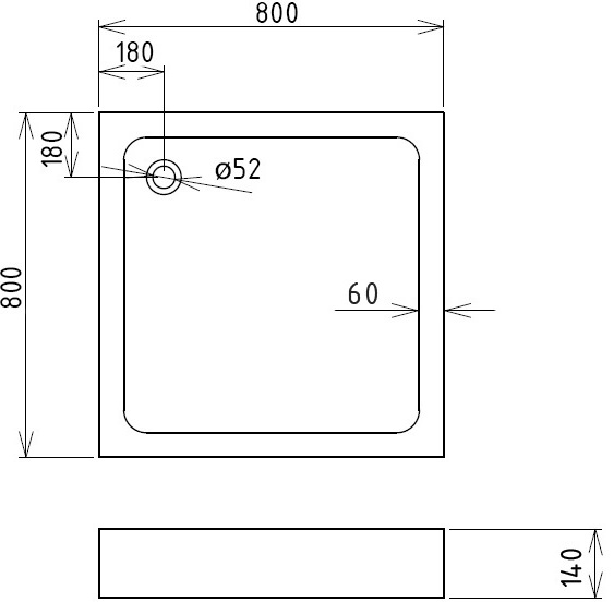 Душевой поддон Gemy ST17T 90x90x14 (белый), квадратный