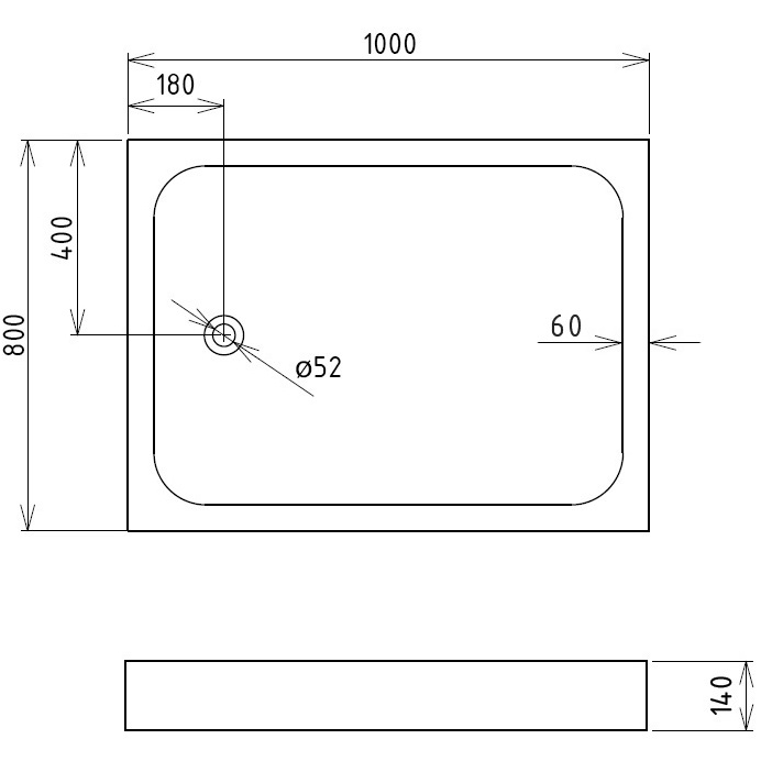 Душевой поддон Gemy ST15T 100x80x14 (белый), прямоугольный
