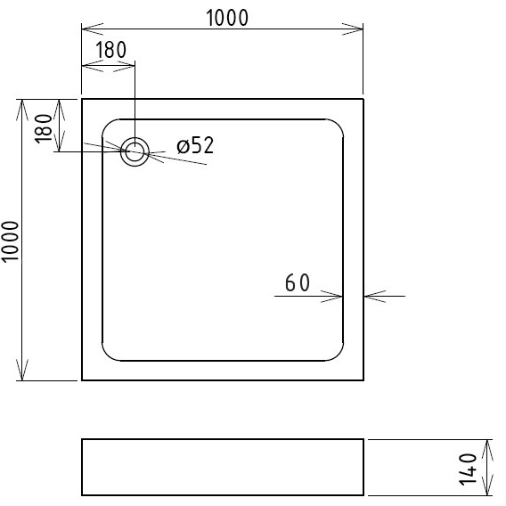 Душевой поддон Gemy ST16T 100x100x14 (белый), квадратный