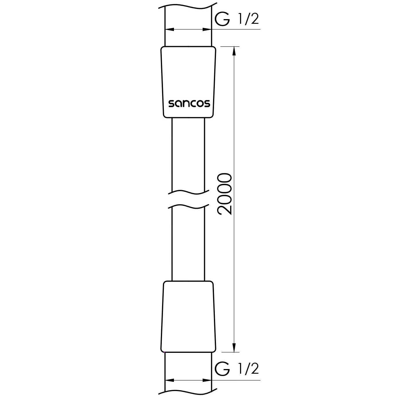 Душевой шланг Sancos 200 см SC5002CH (хром), с защитой от перекручивания