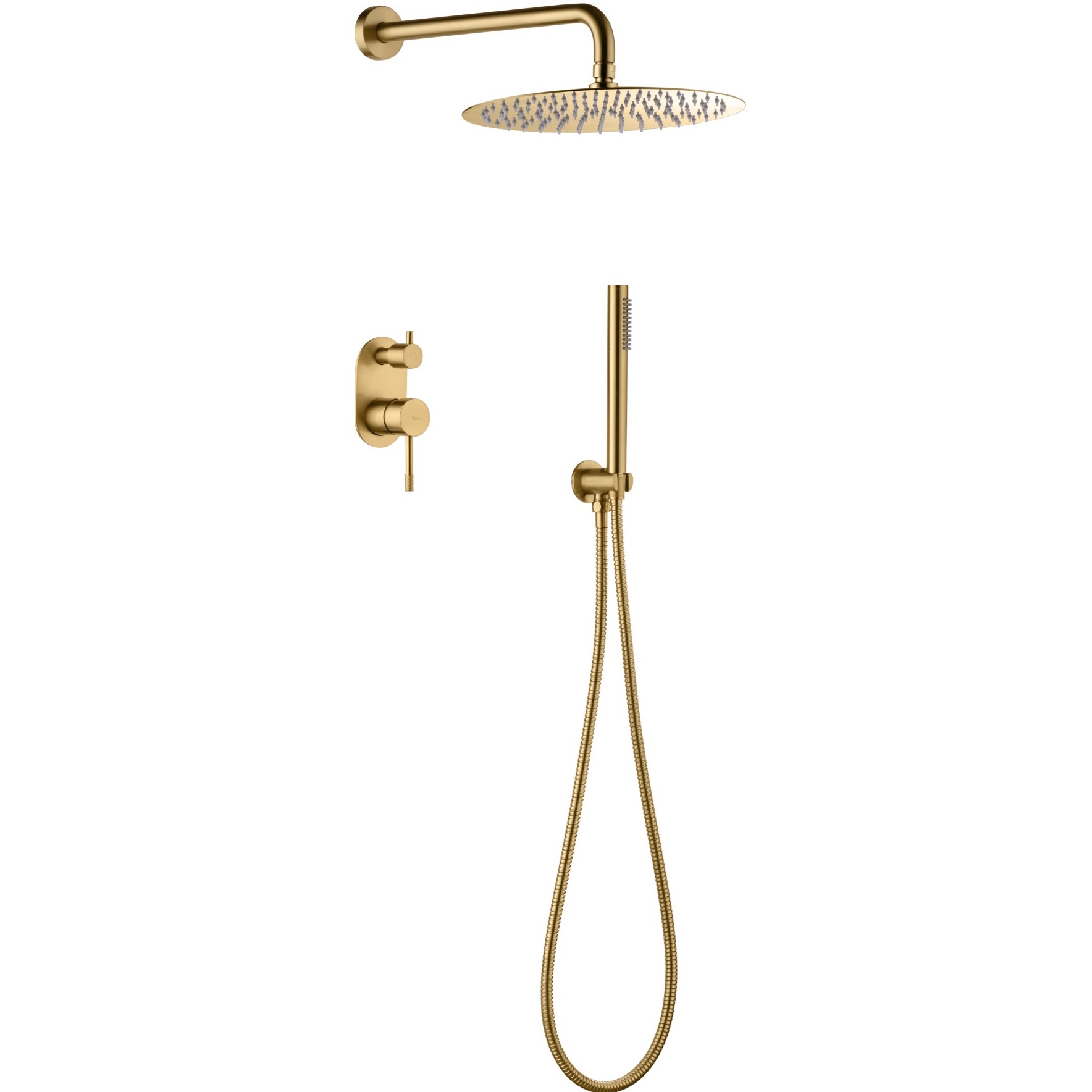 Душевой комплект скрытого монтажа 30x30 см. Boheme Uno 464-MG (золото матовое), без излива