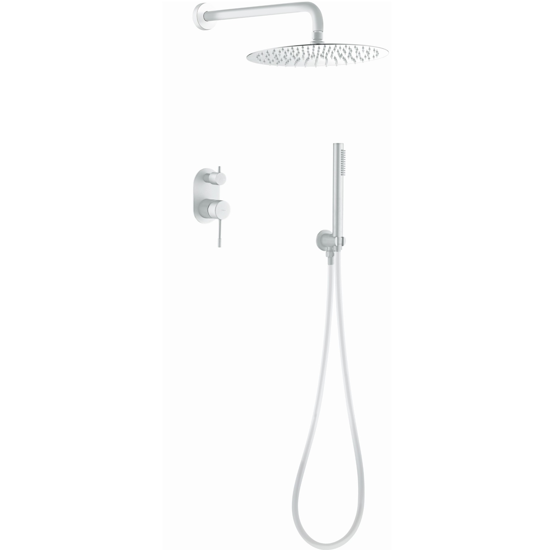 Душевой комплект скрытого монтажа 30x30 см. Boheme Uno 464-MW (белый матовый), без излива