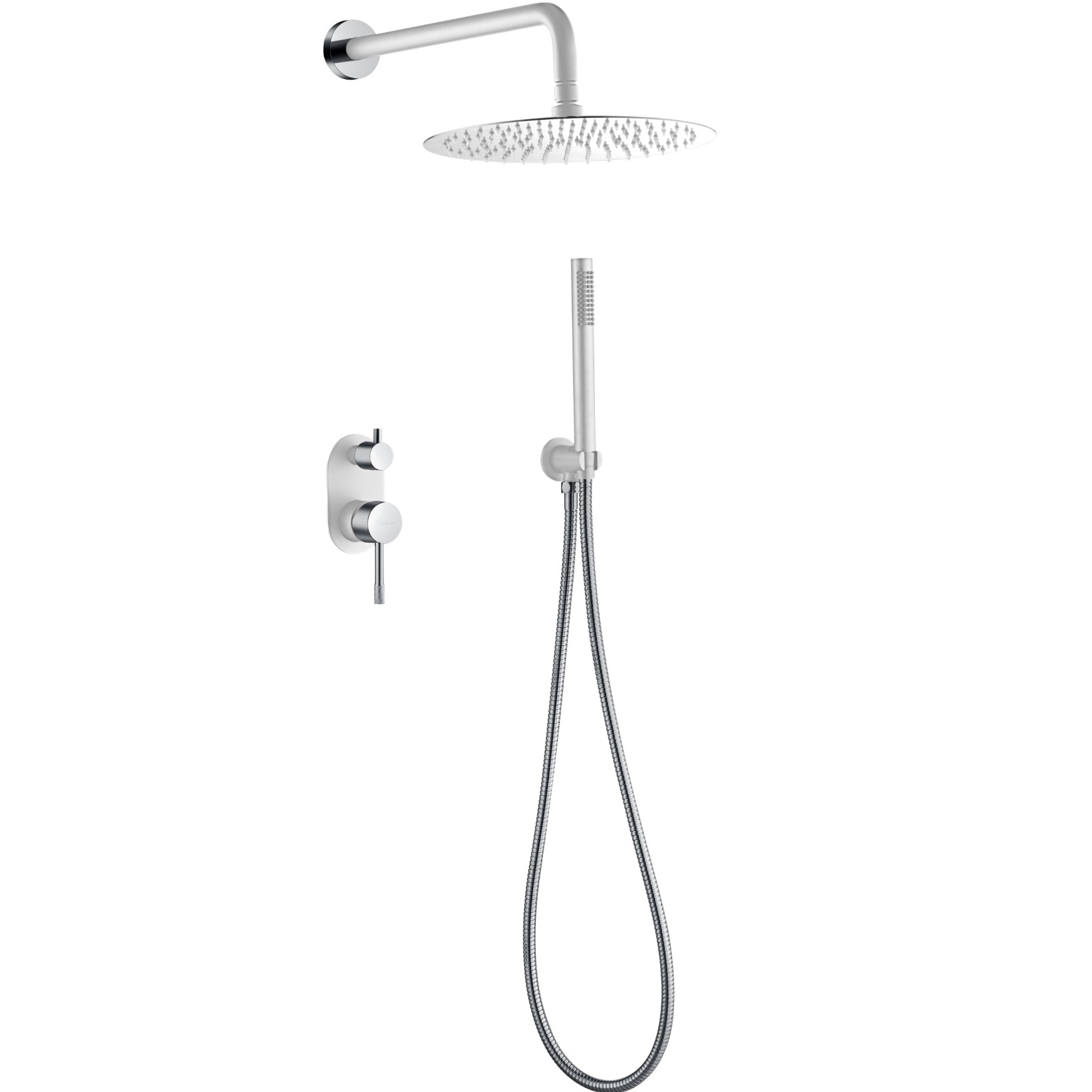 Душевой комплект скрытого монтажа 30x30 см. Boheme Uno 464-WCR (хром, белый матовый), без излива