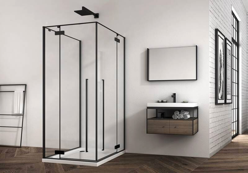 Душевой уголок Abber Eins AG06099B 90х90х195 (черный матовый)