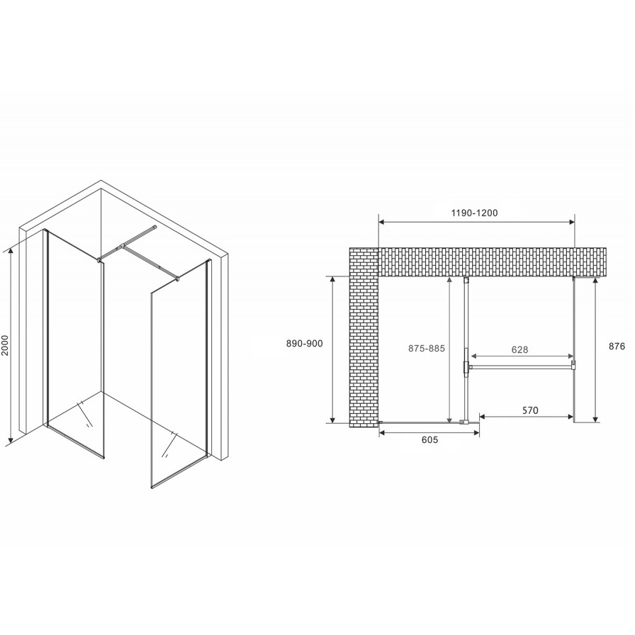 Душевой уголок ABBER Ewiges Wasser AG67129B 120х90х200 (черный матовый)