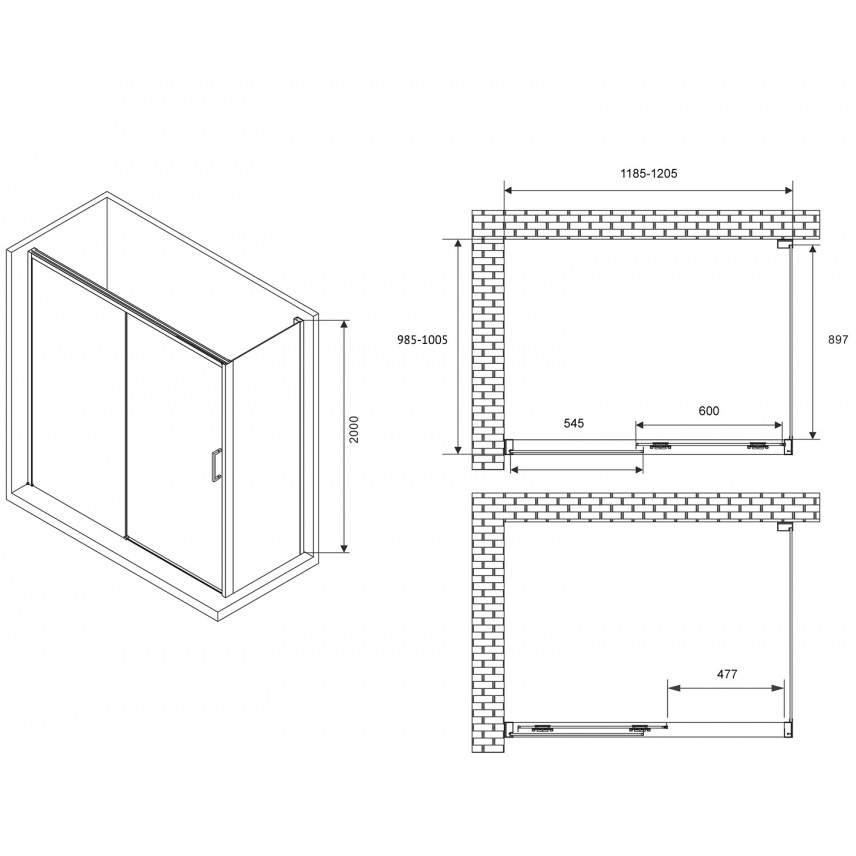 Душевой уголок ABBER Komfort AG93120-S102 120x100x200 (хром), с доводчиками