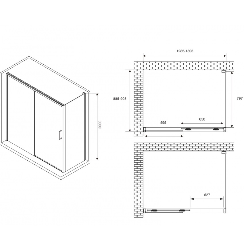 Душевой уголок ABBER Komfort AG93130-S92 130x90x200 (хром), с доводчиками