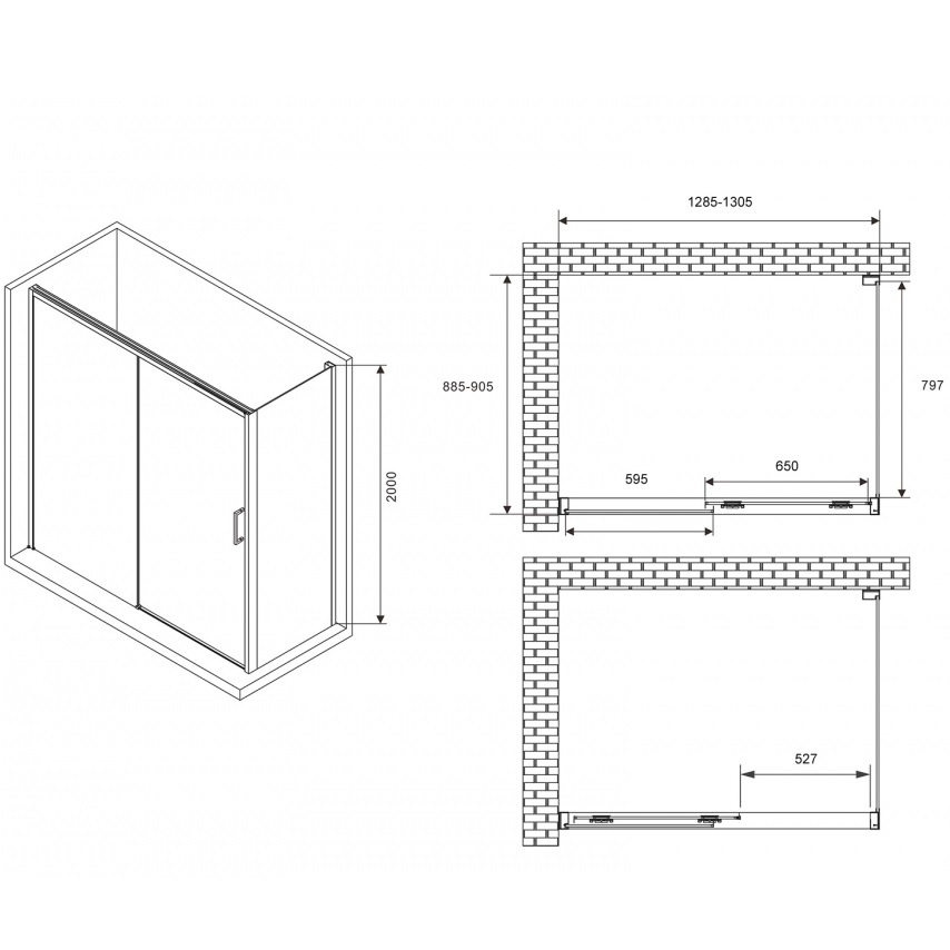 Душевой уголок ABBER Komfort AG93130B-S92B 130x90x200 (черный матовый), с доводчиками