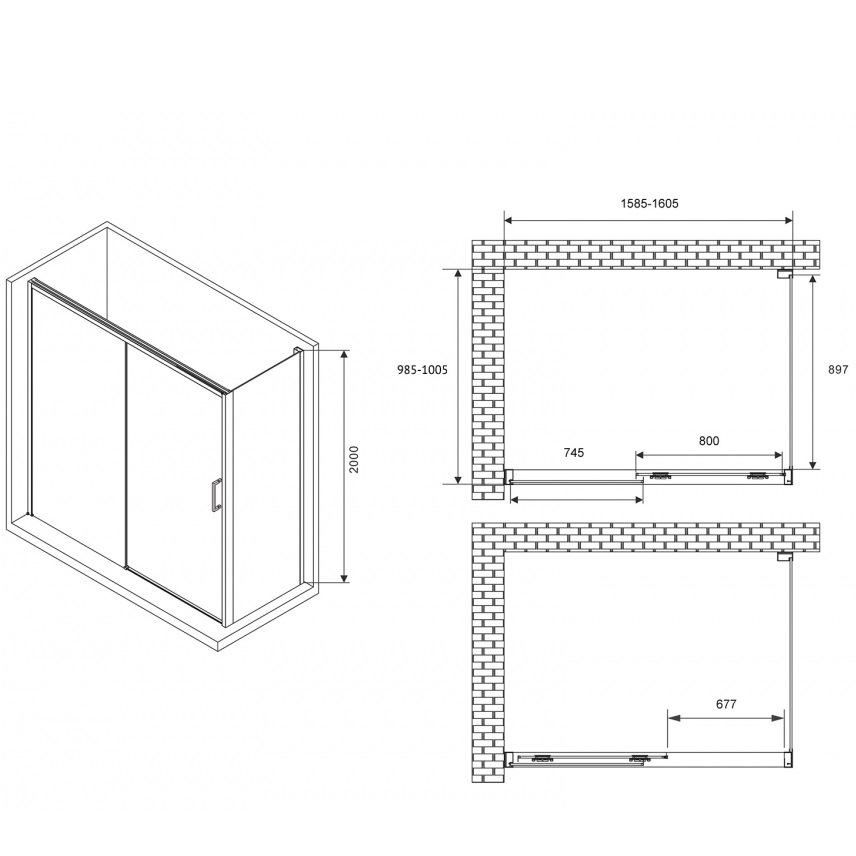 Душевой уголок ABBER Komfort AG93160-S102 160x100x200 (хром), с доводчиками