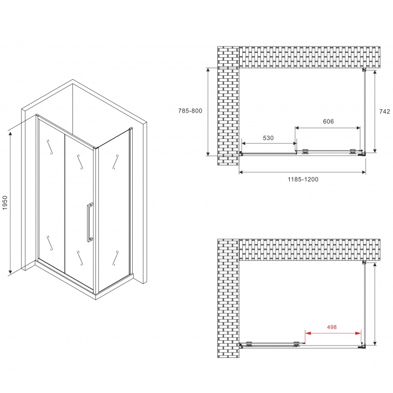 Душевой уголок Abber Schwarzer Diamant AG30120BH-S80B 120x80x195 (черный матовый)