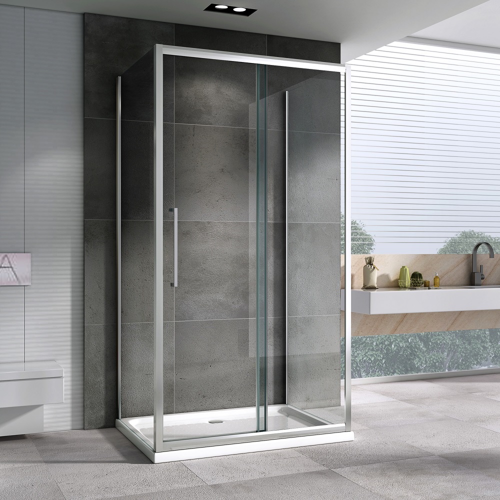 Душевой уголок Abber Schwarzer Diamant AG30110H-S60-S60 110x60x195 (хром), П-образный