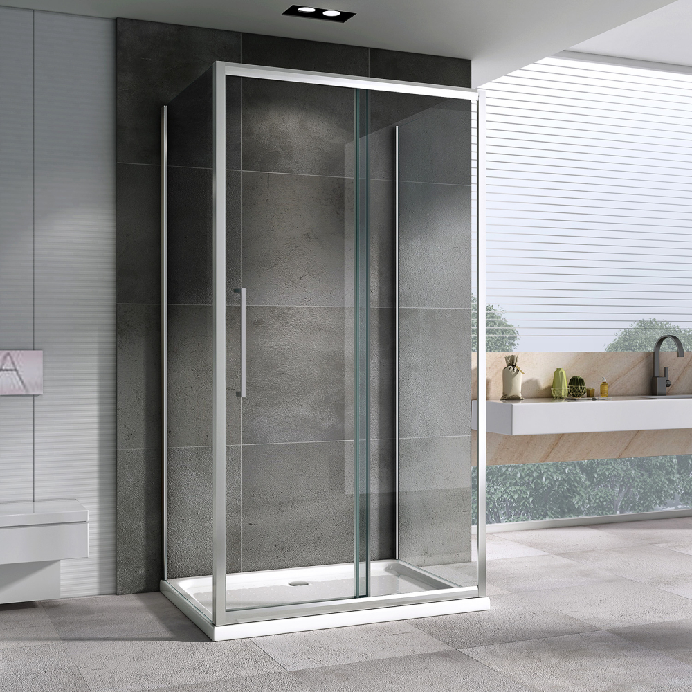 Душевой уголок Abber Schwarzer Diamant AG30110H-S85-S85 110x85x195 (хром), П-образный