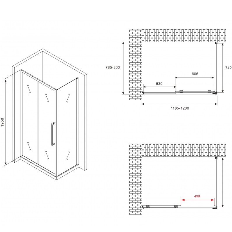 Душевой уголок Abber Schwarzer Diamant AG30120MH-S80M 120x80x195 (хром)