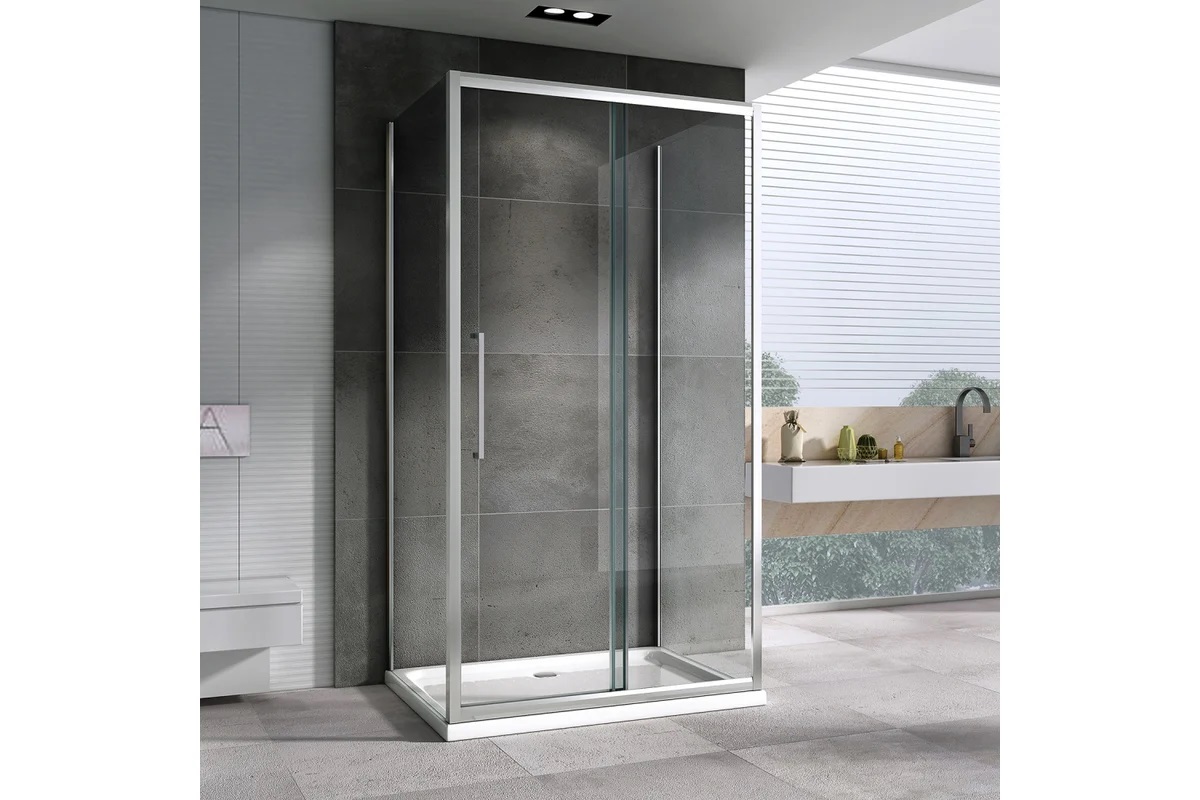 Душевой уголок Abber Schwarzer Diamant AG30140H-S85-S85 140x85x195 (хром), П-образный