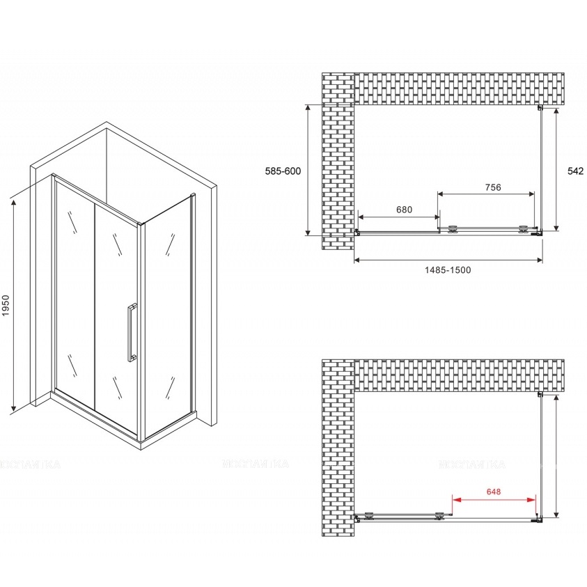 Душевой уголок Abber Schwarzer Diamant AG30150MH-S60M 150x60x195 (хром)