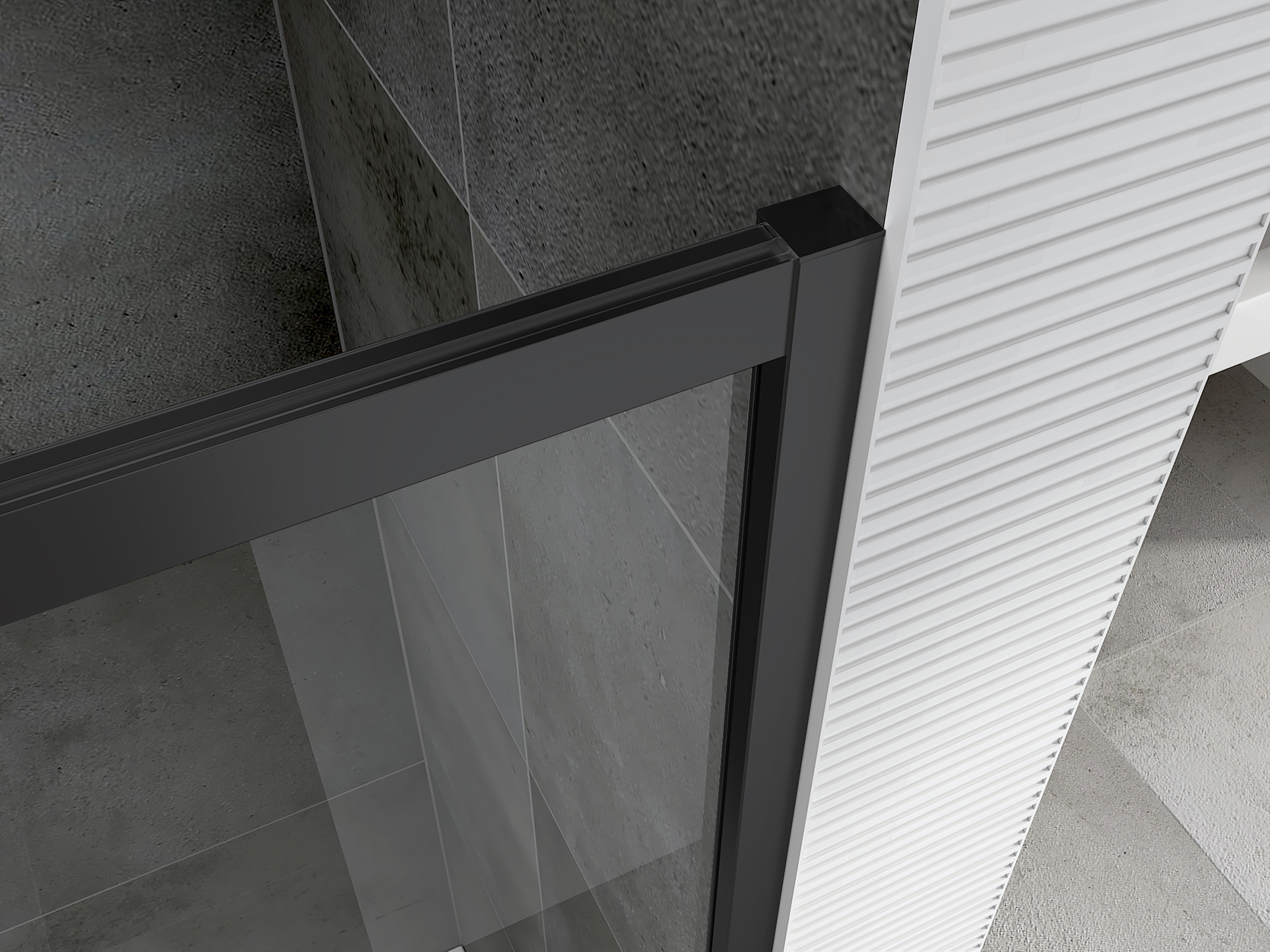 Душевой уголок Abber Schwarzer Diamant AG30160BH-S60B-S60B 160x60x195 (черный матовый), П-образный