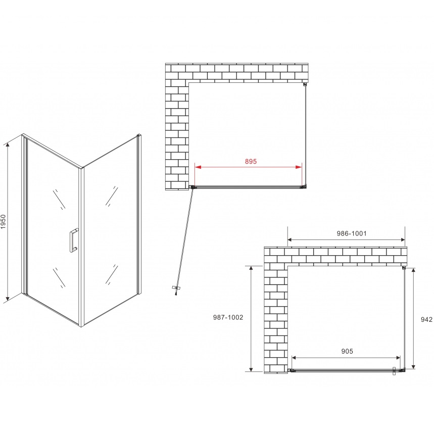 Душевой уголок Abber Sonnenstrand AG04100B-S100B 100x100x195 (черный матовый)