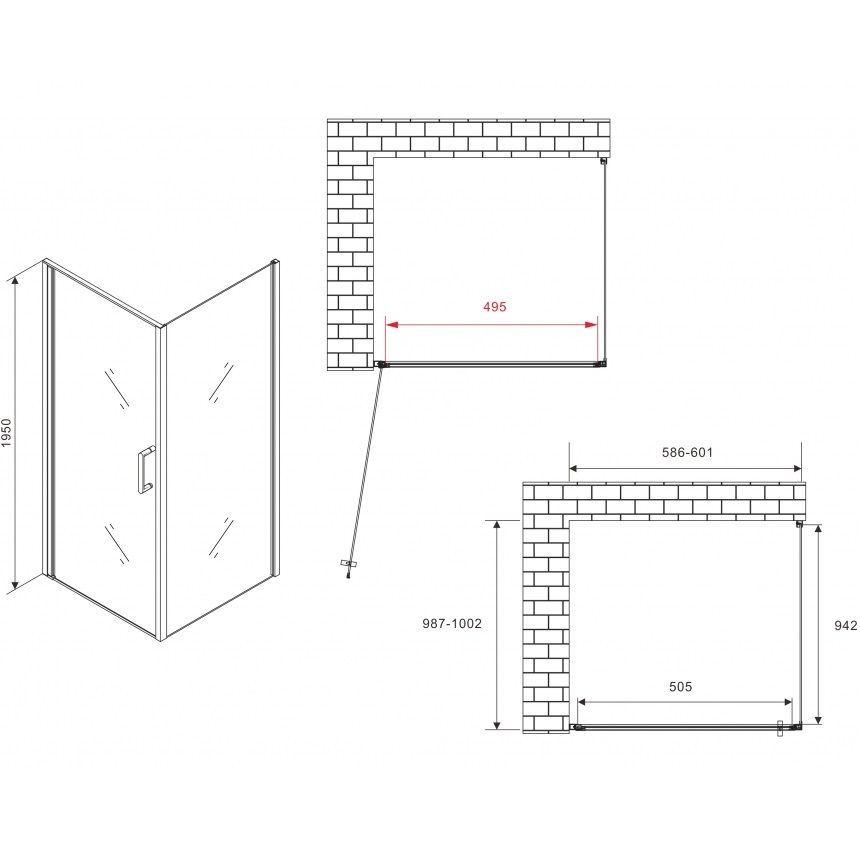 Душевой уголок Abber Sonnenstrand AG04060M-S100M 60x100x195 (хром)