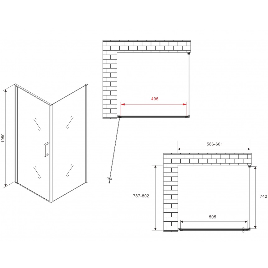 Душевой уголок Abber Sonnenstrand AG04060M-S80M 60x80x195 (хром)
