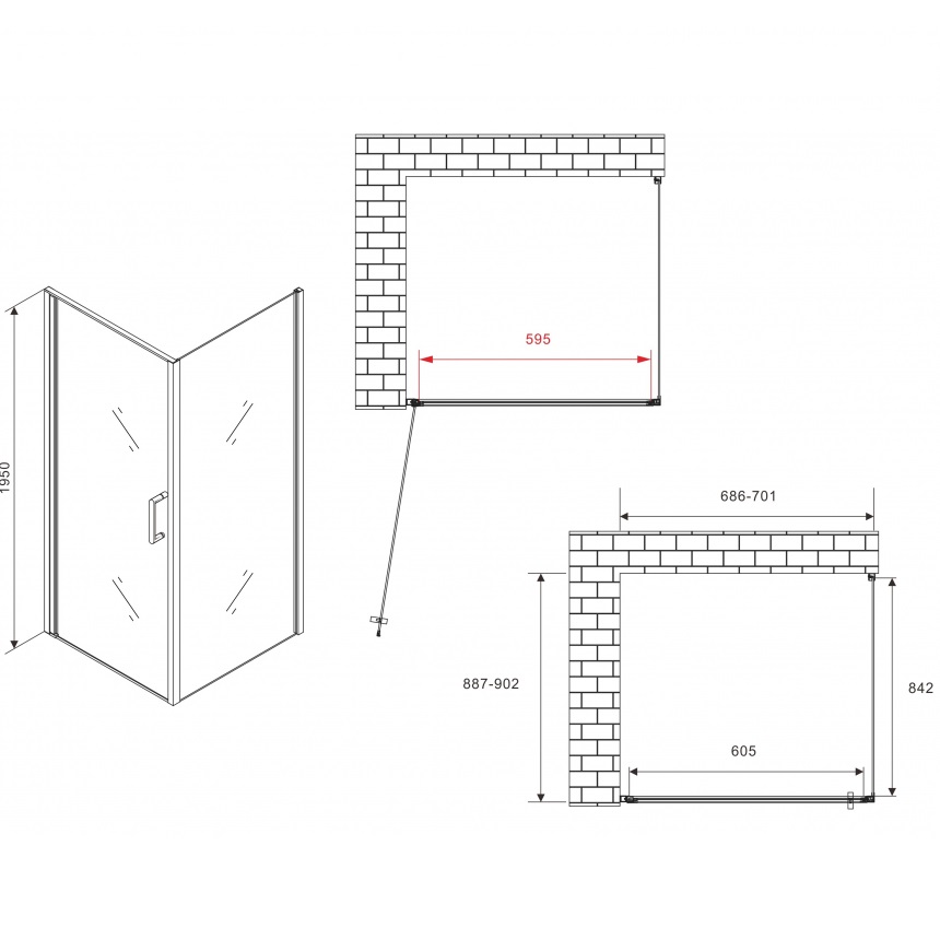 Душевой уголок Abber Sonnenstrand AG04070-S90 70x90x195 (хром)