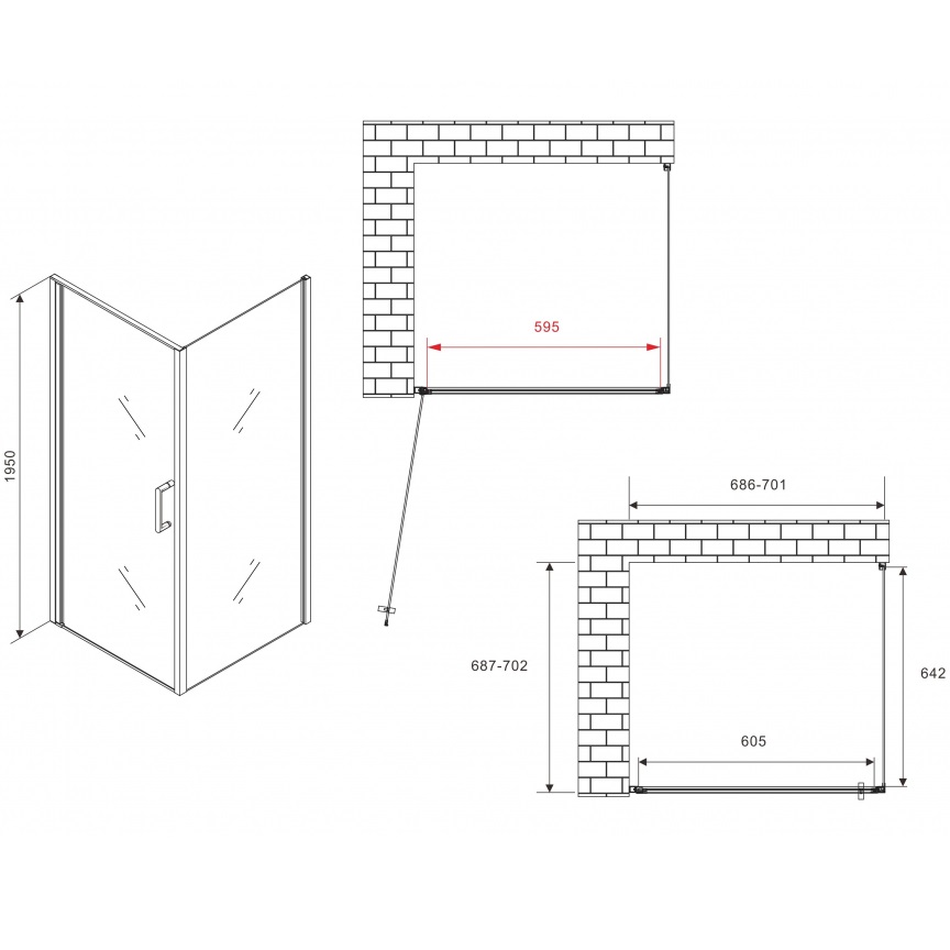 Душевой уголок Abber Sonnenstrand AG04070M-S70M 70x70x195 (хром)